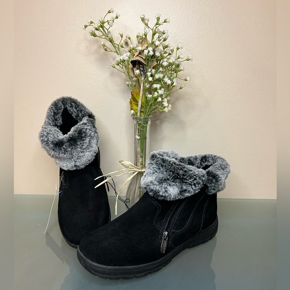Women’s Khombu Winter Snow Boots (New) “Jessica” Black Leather Faux Fur Size 9
